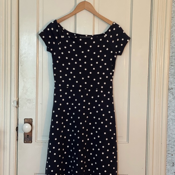 Boden navy and white polka dot dress, size 4 - Picture 1 of 3